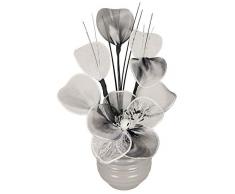 Flourish Fiori Artificiali in Bianco e Nero con Vaso Grigio, Decorazioni, Accessori per la casa e Decorazioni, Adatto per Bagno, Camera da Letto o Cucina, Finestra/scaffale, 32 cm