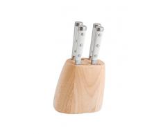 Home Professional Ceppo Mini 4 Coltelli Manico Utensili da Cucina, Inossidabile, Bianco/Acciaio