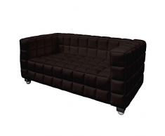Roma Divano 2 Posti in Ecopelle Moderno Elegante, Casa Ufficio Soggiorno Studio Salotto, 150 x 75 x 72, Ecopelle Testa di Moro