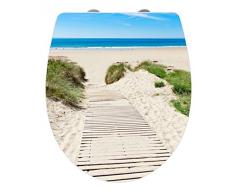 Wenko 21751100 - Sedile Copri WC in Acrilico Lucido, Motivo: Dune, con Chiusura Automatica e Fissaggio igienico Fix-Clip