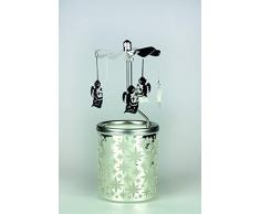 Kerzenfarm Hahn Portacandela a Forma di Gallo, in Vetro, portacandela Antivento 84349, Motivo Stella di Natale, Dimensioni 16 x 6 x 6 cm, in Vetro, Colore Argento, 6 cm