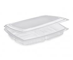 GUILLIN ok15053Â C Cartone Scatola Calda Traslucido Micro ondable 3Â Scomparti Coperchio a Cerniera, Plastica, Trasparente, 22,3Â x 29,2Â x 4,6Â cm