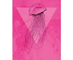 Komar - Quadro da Parete in 3 Misure Disponibili, Motivo: pesciolino Rosa, per Soggiorno, Camera da Letto, Decorazione, Schwarz, Pink, P078C-40x50