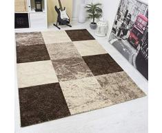 VIMODA infinity7757 Tappeto Design Moderno, Quadri, Tagliata Mano Contorni, Ãkotex Certificata, Facile da Pulire - Beige, 60 cm x 110 cm