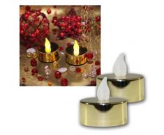 Star - Portacandela LED, 2 pezzi, batterie incluse, colore: Oro