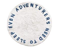 Kenay Home - Tappeto Decorativo per Bambini, Lavabile, Colore: Bianco e Blu, Rotondo