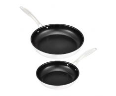 AmazonBasics - Set da 2 padelle in acciaio inox con rivestimento antiaderente, 25 e 20 cm