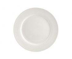 H&H New Port Set 6 Piatti Piani, Porcellana, Bianco, 27 cm