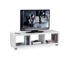 Relaxdays, Bianco Mobiletto Porta TV, 3 Scomparti Portaoggetti, Mobile Basso da Salotto, HxLxP:36x120x39 cm, Truciolato, Carta, plastica, 36 x 120 x 39 cm