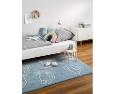 benuta - Tappeto per Bambini Bambini Cars, Cotone, Blu, 120 x 180 cm