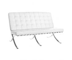 Divano Madrid in Pelle per Hotel Casa Ufficio Soggiorno Salotto Studio (Bianco, 2 Posti)