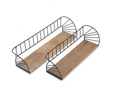 Madeleine Home Sanri - Mensola sospesa Realizzata a Mano con Struttura in Metallo Verniciato a Polvere Nera e Legno Naturale, Montaggio a Parete, per Cucina, Soggiorno, Camera da Letto, Ufficio