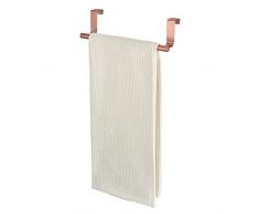 iDesign Appendi asciugamani bagno, Piccolo porta asciugamani bagno in metallo, Barra asciugamani bagno ideale anche per le toilette degli ospiti, rame