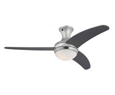 72505 Celestia II One-Light 122 cm ventilatore a soffitto per interni a tre pale, finitura alluminio spazzolato con vetro opalino effetto ghiaccio