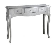 Mobili alfafar tavolo di ingresso consolle 3 cassetti, legno, Argento, 33 x 80 x 105 cm