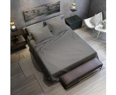PETTI Artigiani Italiani - Lenzuola Una Piazza e Mezza, Lenzuola Grigio Scuro, Completo Letto, Set Lenzuola, Lenzuola Percalle, Completo Lenzuola