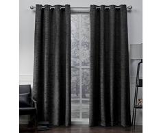 Exclusive Home Tende Criss Cross ciniglia Ciglia Top Finestra Tenda a Pannello, Nero Perla, 54Â x 213,4Â cm, Set di 2