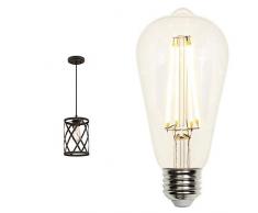 63622 Apparecchio di illuminazione a sospensione a luce singola da interno, finitura in bronzo lucidato a olio con punti brillanti, lampadina inclusa