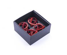 Legendarte LH-001 Allacciatovaglioli Anelli Portatovaglioli Gioiello, Metallo, Rosso/Bordeaux, 14x14x7 cm, 4 Unità