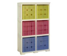 Tontarelli Omnimodus Scaffale con 6 Contenitori Cubo, Plastica, Angora, 79x47x125 cm