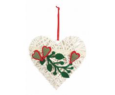 Villa dEste Noel Vimini Fuoriporta Ghirlanda Cuore Natale, Bianco, 6x30x28 cm