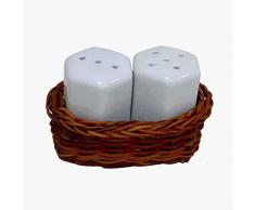 Better & Best - Saliera in ceramica esagonale, con cestino di paglia, colore: bianco, dimensioni: 8,5 x 8,5 x 5 cm