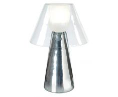 Tosel 62842 - Lampada da comodino, in vetro soffiato, pittura interna, E27, 100 W, cromato/transp
