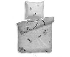 Heckett Lane Biancheria da Letto in Raso makò, Double Face, Kelby 155 x 220 (80 x 80), Nero/Bianco