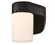 61067 Apparecchiatura da parete da esterno LED a luce singola, finitura nera con vetro opalino smerigliato