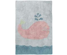benuta Bambini Whale - Tappeto per cameretta dei Bambini, Cotone, Blu, 120 x 180 cm