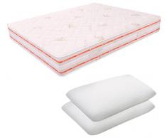 MiaSuite MATERASSO MATRIMONIALE MEMORY FOAM 6 CM 160X195 ALTO 25 CM + DUE CUSCINI LATTICE ALTO 12 CM RELAX ORTOPEDICO