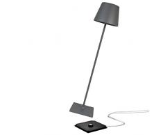 Zafferano Lampada LED Dimmerabile da Terra e Tavolo Stelo assemblabile Poldina PRO XXL, Grigio Scuro, 150cm/81cm/69cm