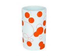 Spirella-Bicchiere Porta spazzolini in Porcellana, Motivo: Bolle, Black_p Arancione