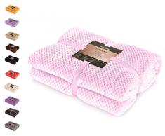 DecoKing- Coperta in Microfibra, Pile Morbido, Tessuto, 220 x 240 cm, Rosa