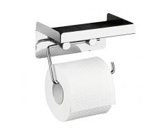 Wenko 22217100-Porta rotoli di carta igienica, con mensola in acciaio inossidabile e argento, 18,5 x 11,5 x 22 cm