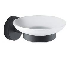 Gedy Eros - Portasapone in Vetro, Nero, 5,6 x 10,8 x 12,5 cm