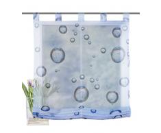 Home fashion Voile Tenda con Passanti Stampa Digitale Bubbles, Poliestere, Blu, 140Â x 80Â cm