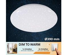 Briloner Leuchten Lampada LED Motivo a Stelle, tonalità Regolabile, Funzione Memory, Luce da soffitto, 1600 Lumen, Bianco, à 39 cm, plastica, 18W 18 W