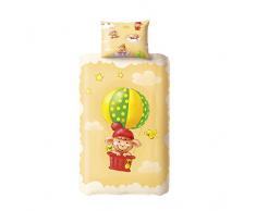 DILIOS, Set biancheria da letto per bambini, modello: Balloons, 2 pz. 100 x 135 cm, 100% cotone, con chiusura a cerniera, Multicolore (Bunt)