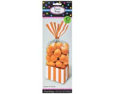 Amscan Candy Buffet Strisce Party Bags, Arancione