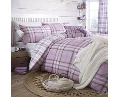 Catherine Lansfield Kelso Completo Letto Matrimoniale, Cotone, Lilac, alla Francese