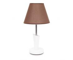 Relaxdays Lampada da scrivania, Marrone e Bianco, Moderna, Asimmetrica, Comodino, Legno, 23 x 23 x 41.5