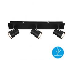 Briloner Leuchten Faretto da soffitto a 3 luci, Girevole, 3 x GU10, 5 Watt, 460 Lumen, 3.000 Kelvin, Colore: Nero