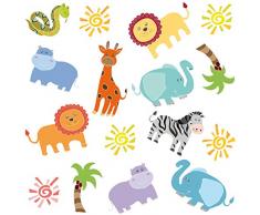 Carta Adesiva per Mobili - Animals of Africa Children Pattern, pellicola adesiva, pellicola plotter, pellicola arredi, pellicola vetro, pellicola decorativa, pellicola legno, DIY, cucina, soggiorno, comò, camerette, Dimensione: 50cm x 50cm