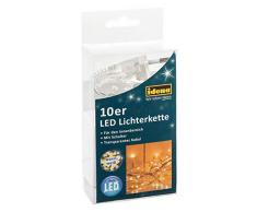 Idena 31116 - Catena luminosa circolare con 10 LED Micro, per interni, Bianco caldo, 2.40 m