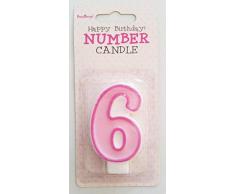 PartyDeco Candela Numero 6, Rosa