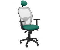 Piqueras Y Crespo (PIQU7) Sedia Jorquera in Rete Grigia Seduta Bali con testiera Fissa Ufficio Talla Unica Verde