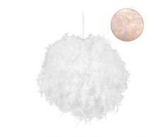 Relaxdays, bianca Lampadario in Piume, Grande, Camera, Cameretta, Lampada da Soffitto Decorativa, Rotonda, Sfera D 40 cm, 40 W, 1