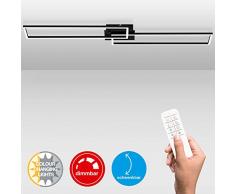 Briloner Leuchten Plafoniera a LED, Lampada dimmerabile, incl. Telecomando, con Regolazione della Temperatura, Funzione Luce Notturna e Timer, Nero, 1100 x 248 x 78 mm