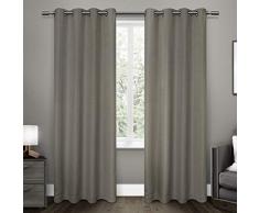 Exclusive Home Tende Melrose Tessuto Oscurante. Occhielli Finestra Tenda a Pannello, Nero Perla, 52Â x 243,8Â cm, Set di 2